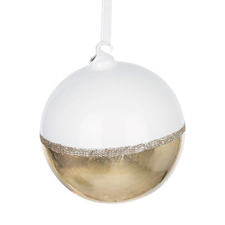 Sophisticated White Glass Ball with Gold Glitter - ironyhome