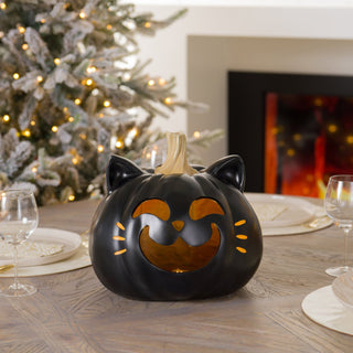 Spooky Cat LED Halloween Pumpkin Decoration - ironyhome
