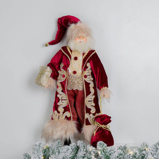 Standing Burgandy Santa With Black Stand - ironyhome