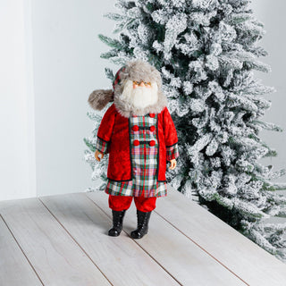Standing Santa Table Top in Plaid Coat - ironyhome