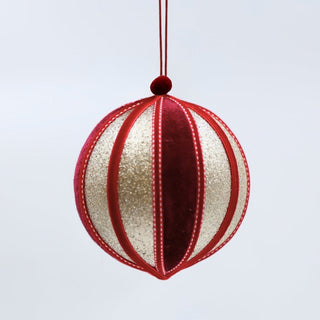 Striped Burgundy & Champagne Ball Ornament - ironyhome
