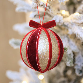 Striped Burgundy & Champagne Ball Ornament - ironyhome