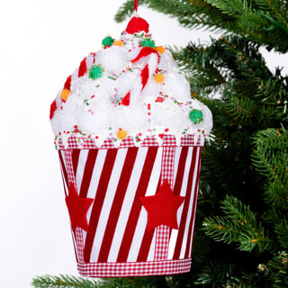 Striped Red & White Ice Cream Cup Ornament - ironyhome