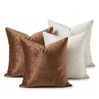 Tan & Ivory Velvet Collection Set — 4 Pieces - ironyhome