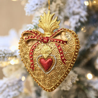 Tapered Flaming Heart Ornament - ironyhome