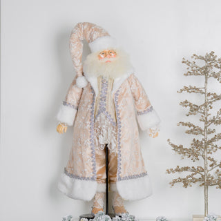 Taupe Santa Figurine with Fur Coat - ironyhome