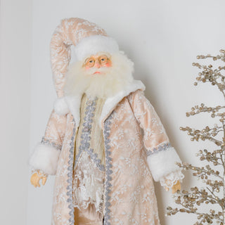 Taupe Santa Figurine with Fur Coat - ironyhome