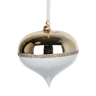 Timeless White and Gold Holiday Onion Ornament - ironyhome