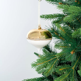 Timeless White and Gold Holiday Onion Ornament - ironyhome