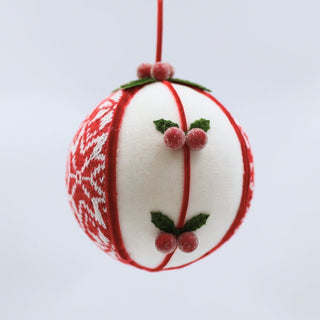 Traditional Ball Ornament with Mistletoe Motif - ironyhome