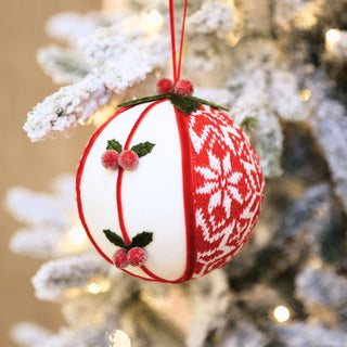 Traditional Ball Ornament with Mistletoe Motif - ironyhome