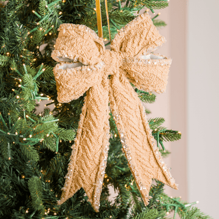 Truffle Taupe Fabric Bow with Glitter - Irony Home