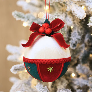 Velvet Ball With Holly Berry Orn - ironyhome