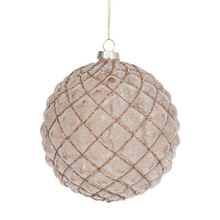 Velvet Champagne Cross - Ribbed Ball Ornament - ironyhome