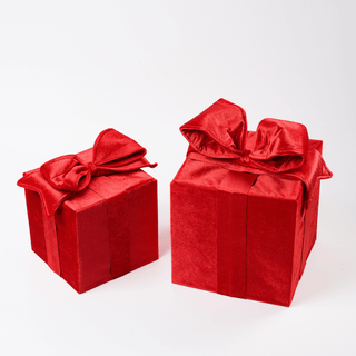 Velvet Fabric Gift Box Set with Bow 8-Inch & 10-Inch 2-Pack - Irony Home