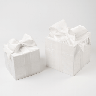 Velvet Fabric Gift Box Set with Bow 8-Inch & 10-Inch 2-Pack - Irony Home