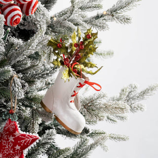 Vintage Holiday Boot Ornament with Holly Leaves - ironyhome