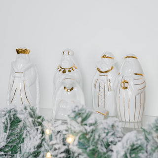 White And Gold Harmony Nativity (Set of 6) - ironyhome