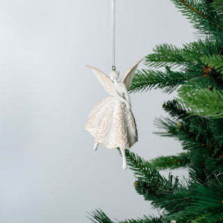 White Ballerina Angel Holiday Ornament - ironyhome