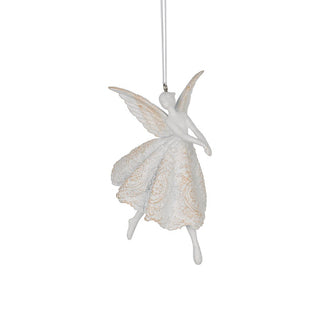 White Ballerina Angel Holiday Ornament - ironyhome
