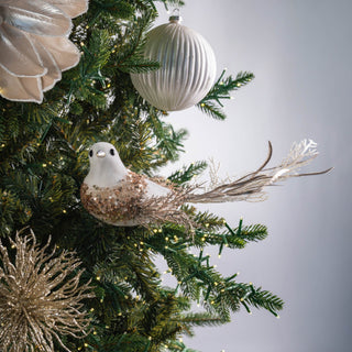 White Bird Ornament With Champagne Detailing - ironyhome
