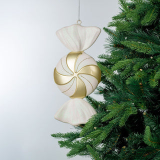 White & Bright Champagne Glitter Swirl Candy Ornament - ironyhome