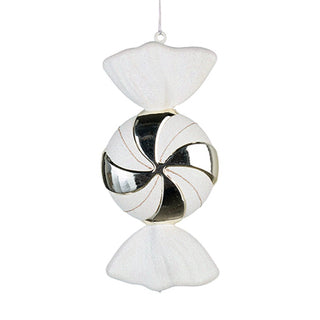 White & Champagne Glitter Swirl Candy Ornament - ironyhome