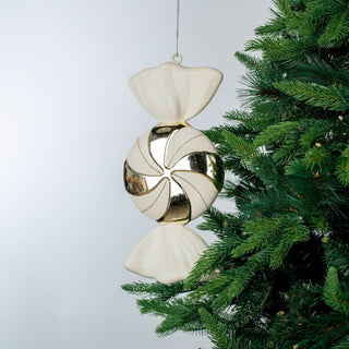 White & Champagne Glitter Swirl Candy Ornament - ironyhome
