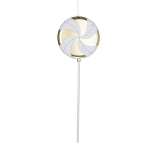 White & Champagne Glitter Swirl Lollipop Ornament - ironyhome