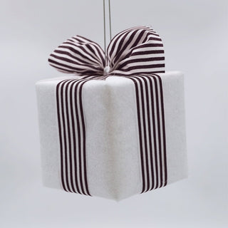 White Gift - Box Ornament With Monochrome Ribbon - ironyhome