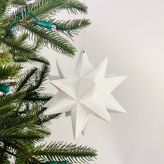 White Glitter Star Ornament - ironyhome