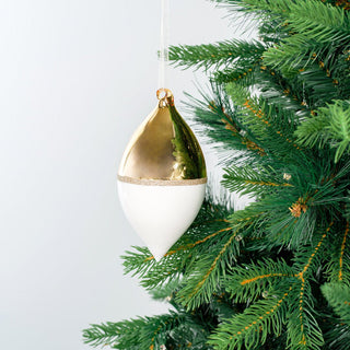White & Gold Hand - Blown Glass Finial Ornament - ironyhome