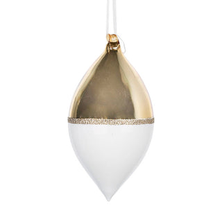 White & Gold Hand - Blown Glass Finial Ornament - ironyhome