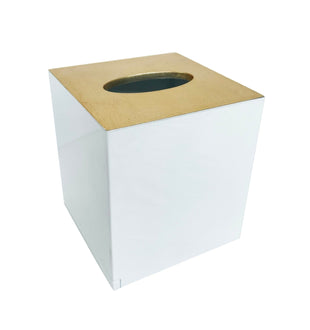 White & Gold Lacquer Tissue Box - ironyhome