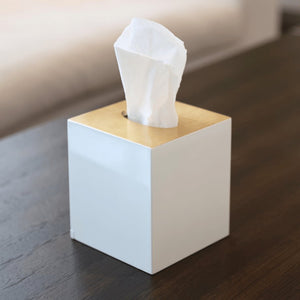 White & Gold Lacquer Tissue Box