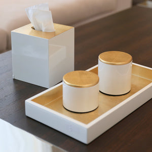 White & Gold Round Lacquer Box