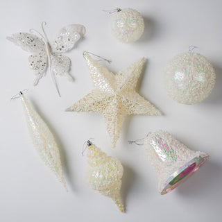 White Iridescent Christmas Ornament Boxed Kit - Irony Home