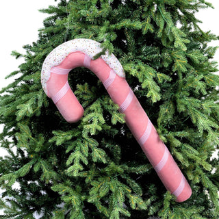 White & Pink Swirl Candy Cane Ornament - ironyhome