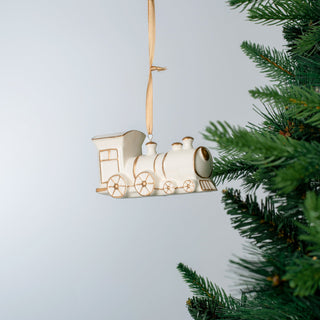 White Porcelain Train Holiday Ornament - ironyhome