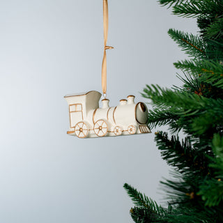 White Porcelain Train Holiday Ornament - ironyhome