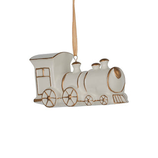 White Porcelain Train Holiday Ornament - ironyhome