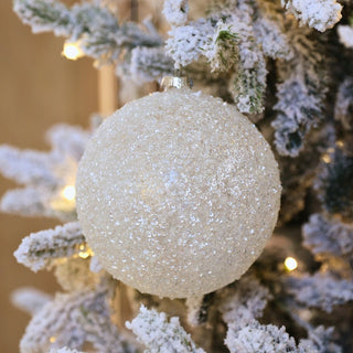White Sequin Ball Ornament - ironyhome