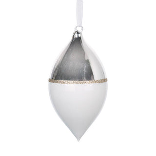 White & Silver Hand - Blown Glass Finial Ornament - ironyhome