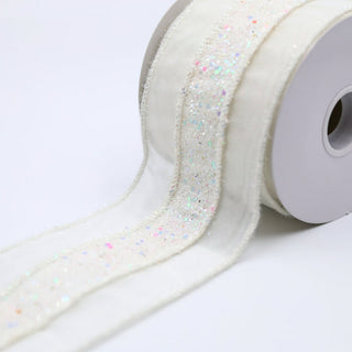 White Velvet Ribbon with Iridescent Centre - ironyhome