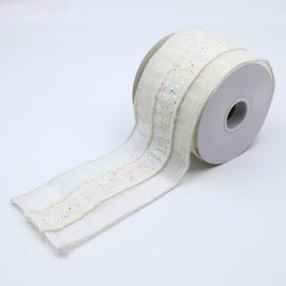 White Velvet Ribbon with Iridescent Centre - ironyhome