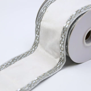 White Velvet Ribbon with Silver Jewel Trim - ironyhome