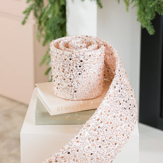 Wired Ribbon Garland in Champagne and White Sequins - Irony Home