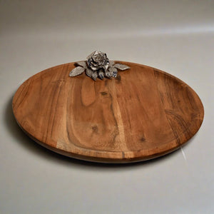 Wooden lazy Susan with antique rose detailing