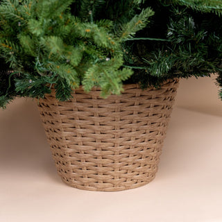 Woven Wicker Bucket Tree Stand - ironyhome