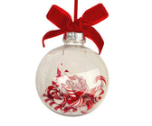 10cm Clear Ball Ornament with Candy Cane - Set of 6 - ironyhome